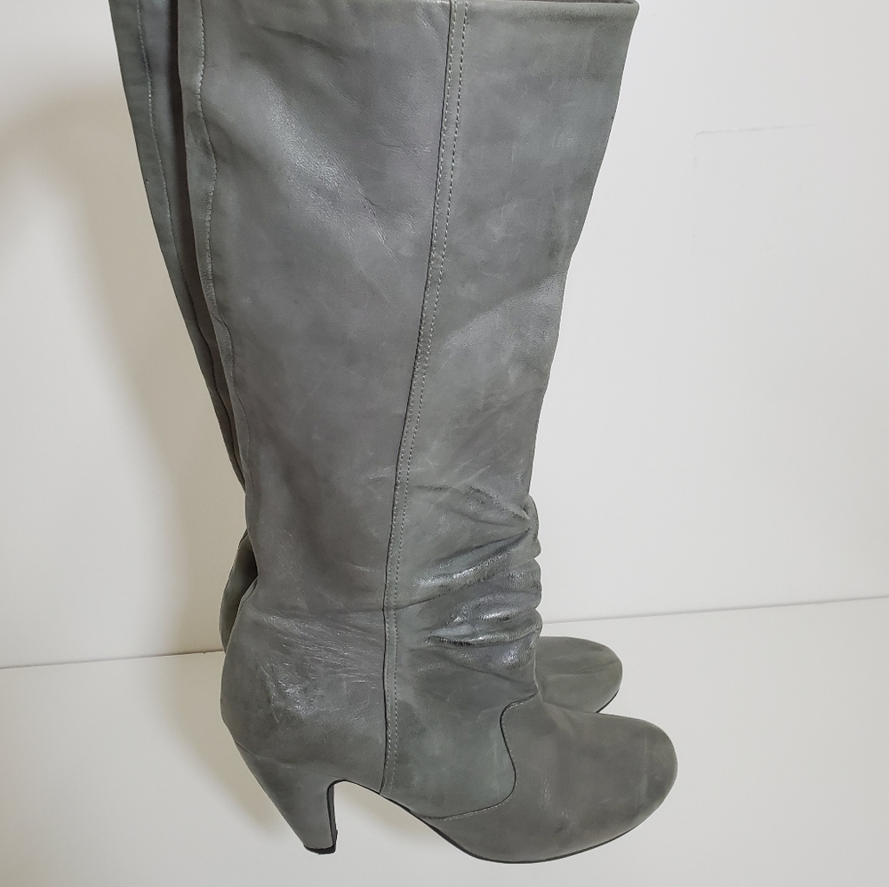 •MIZ MOOS• Ruched Soft Leather Knee High Boots